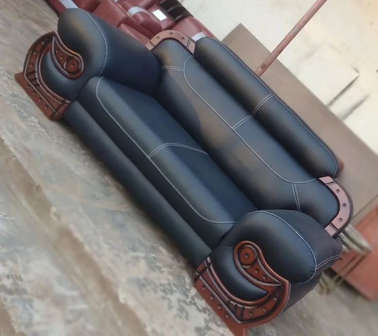 Black leather statement sofa
