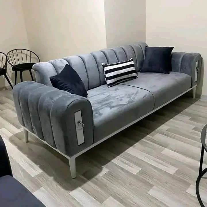 Cool-grey contemporary sofa