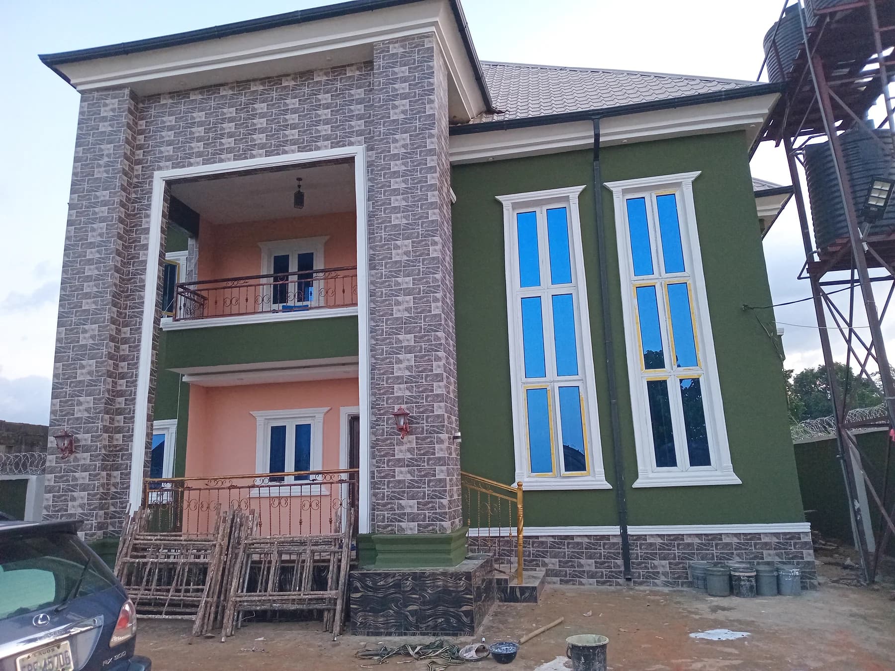 Forest-green feature facade