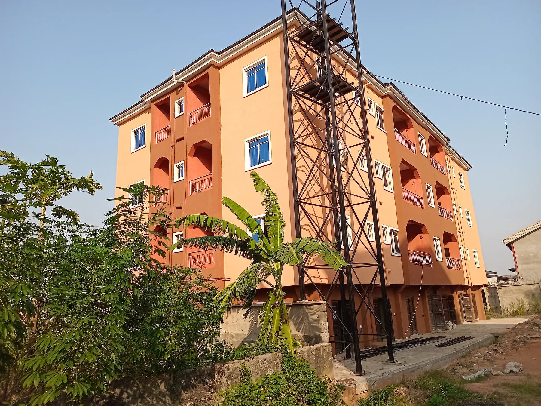Ochre multi-storey facade