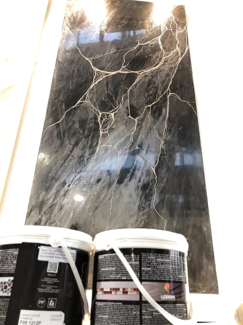Charcoal marble display panel