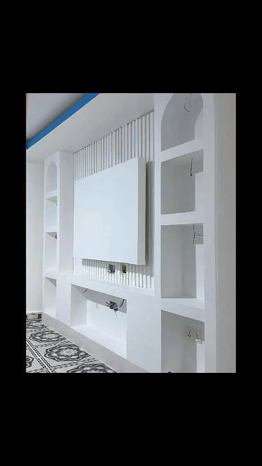 Integrated media-wall shelving