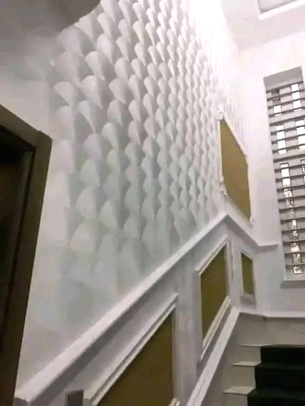 Geometric stairwell finish