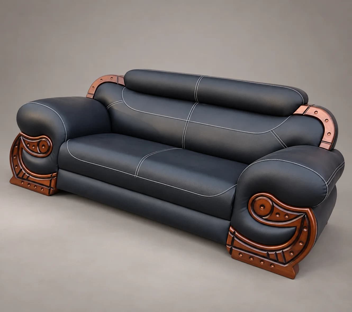 Classic black and timber sofa