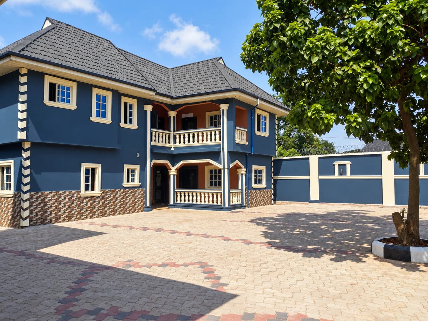 Navy and white compound renewal