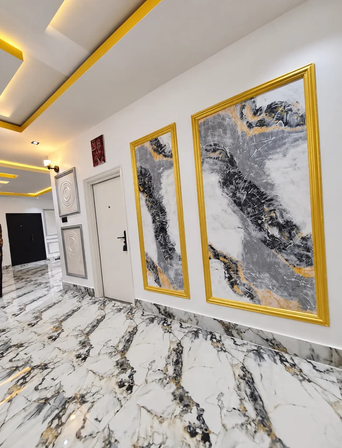 Framed marble media feature